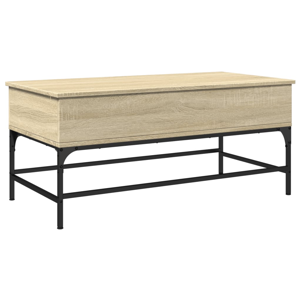 Salontafel 100x50x45 cm bewerkt hout en metaal sonoma eiken is nu te koop bij PeponiXL, paradijselijk wonen!