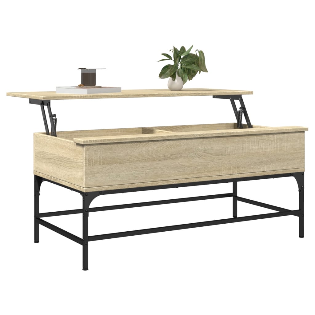 Salontafel 100x50x45 cm bewerkt hout en metaal sonoma eiken is nu te koop bij PeponiXL, paradijselijk wonen!
