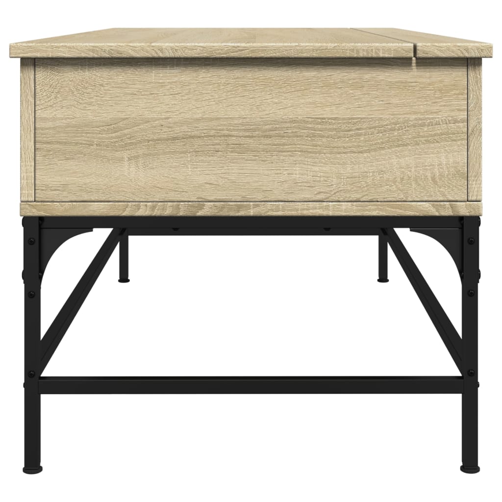 Salontafel 100x50x45 cm bewerkt hout en metaal sonoma eiken is nu te koop bij PeponiXL, paradijselijk wonen!