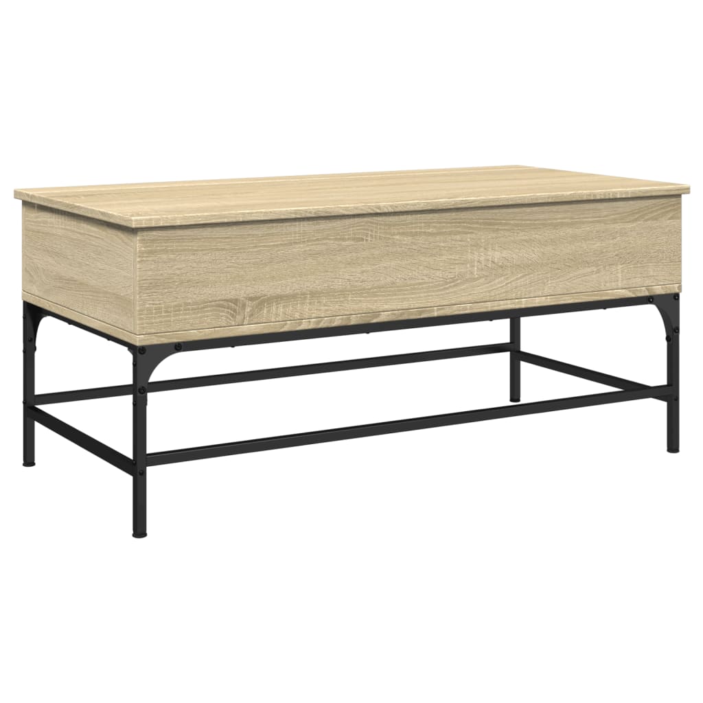 Salontafel 100x50x45 cm bewerkt hout en metaal sonoma eiken is nu te koop bij PeponiXL, paradijselijk wonen!
