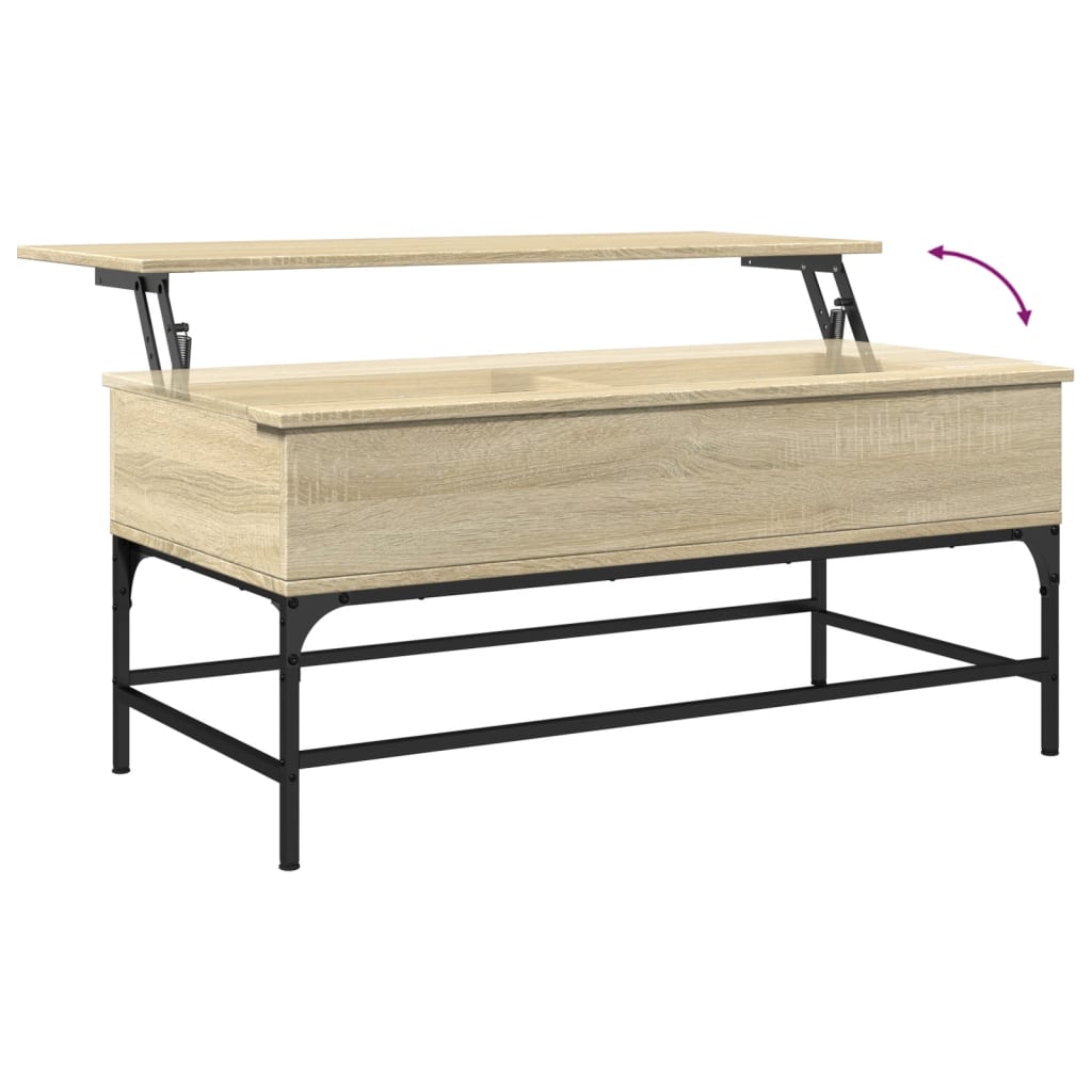 Salontafel 100x50x45 cm bewerkt hout en metaal sonoma eiken is nu te koop bij PeponiXL, paradijselijk wonen!