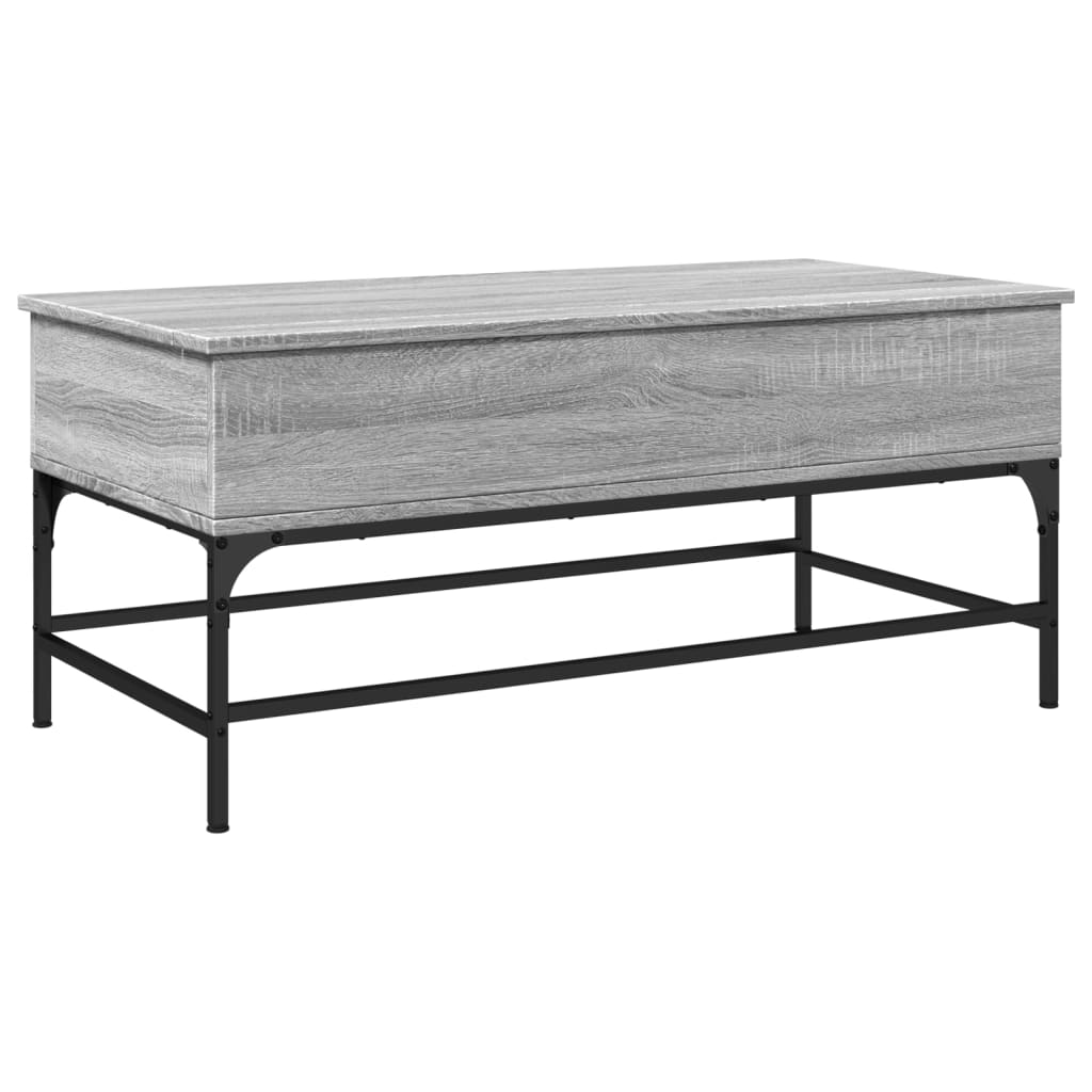 Salontafel 100x50x45 cm bewerkt hout en metaal grijs sonoma is nu te koop bij PeponiXL, paradijselijk wonen!