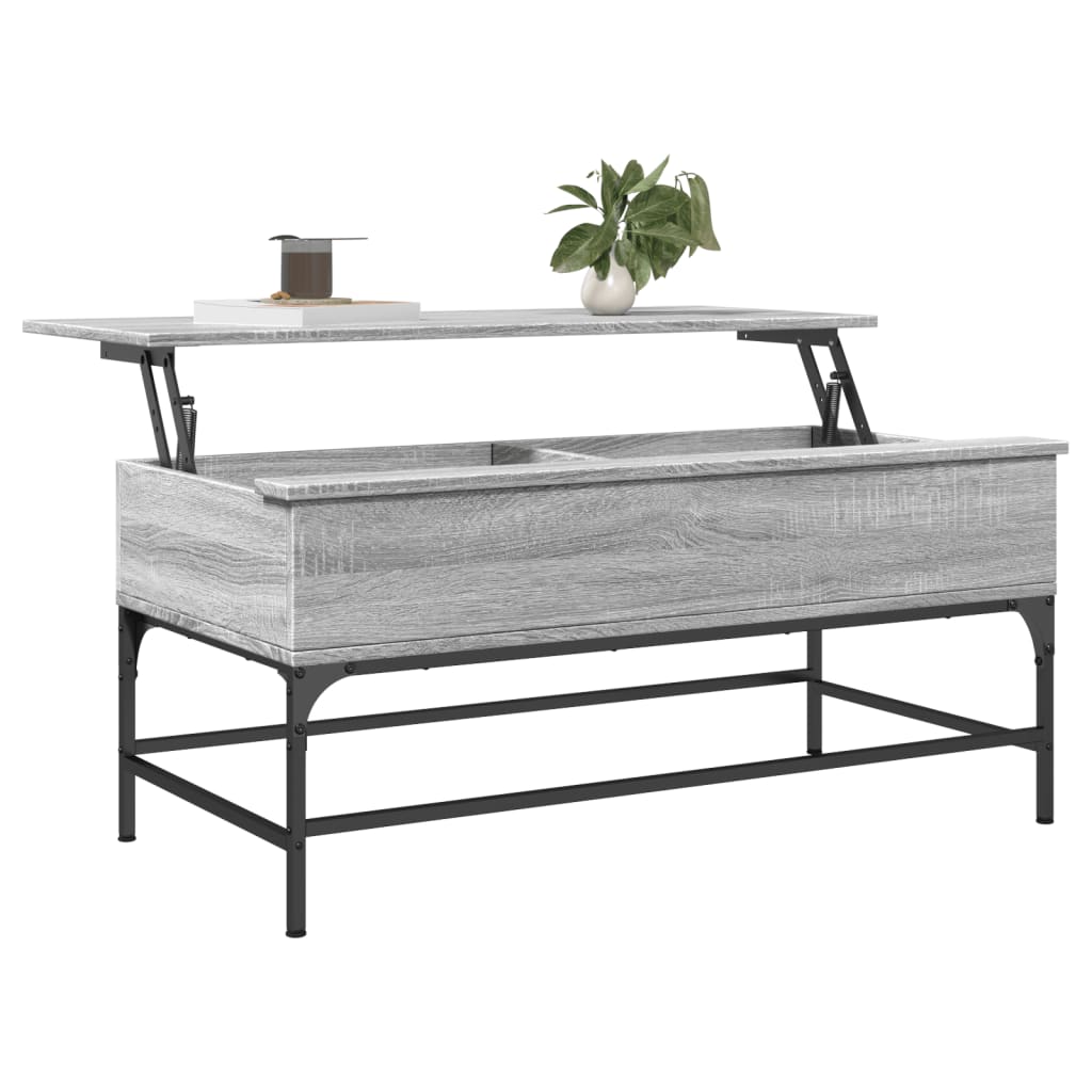 Salontafel 100x50x45 cm bewerkt hout en metaal grijs sonoma is nu te koop bij PeponiXL, paradijselijk wonen!