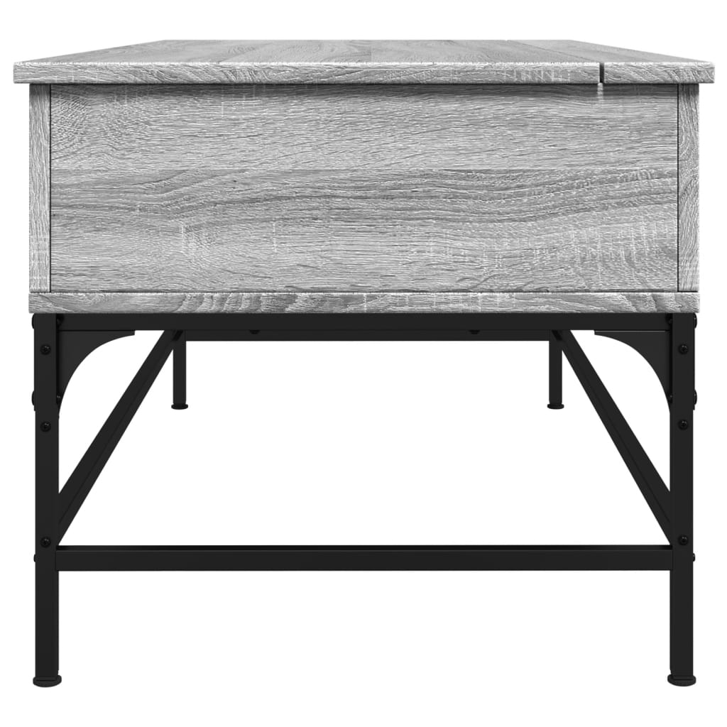 Salontafel 100x50x45 cm bewerkt hout en metaal grijs sonoma is nu te koop bij PeponiXL, paradijselijk wonen!