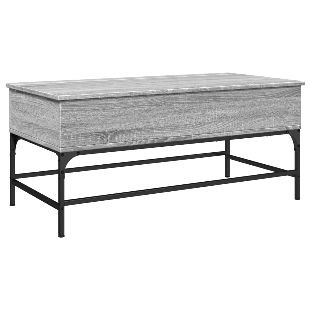 Salontafel 100x50x45 cm bewerkt hout en metaal grijs sonoma is nu te koop bij PeponiXL, paradijselijk wonen!