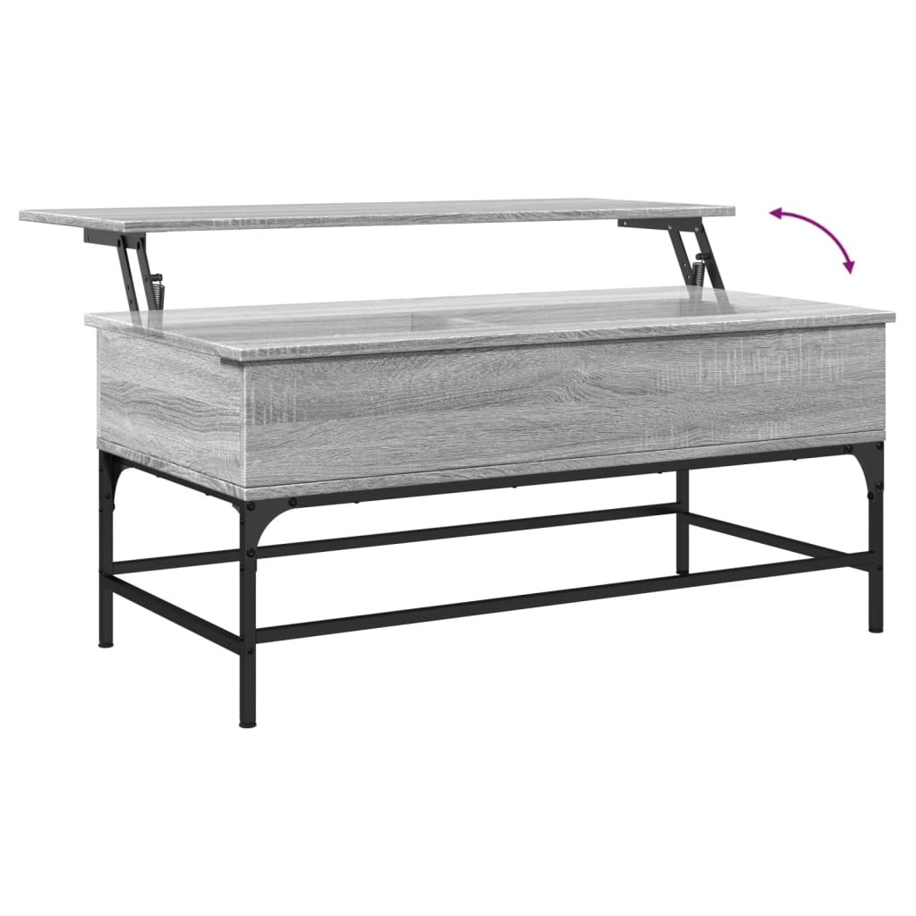 Salontafel 100x50x45 cm bewerkt hout en metaal grijs sonoma is nu te koop bij PeponiXL, paradijselijk wonen!