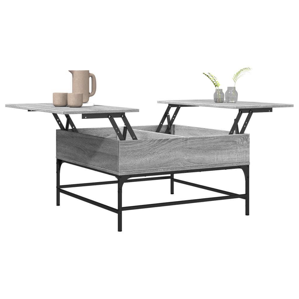 Salontafel 80x80x45 cm bewerkt hout en metaal grijs sonoma is nu te koop bij PeponiXL, paradijselijk wonen!