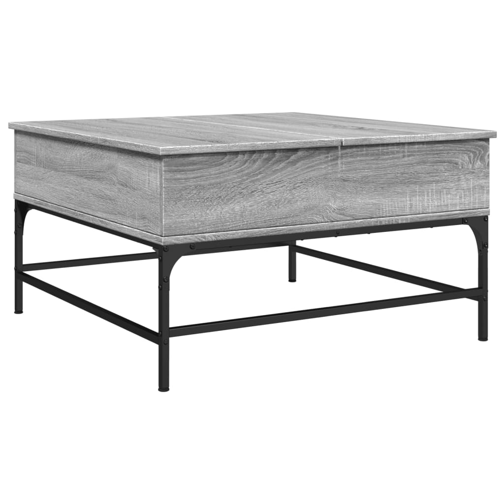 Salontafel 80x80x45 cm bewerkt hout en metaal grijs sonoma is nu te koop bij PeponiXL, paradijselijk wonen!