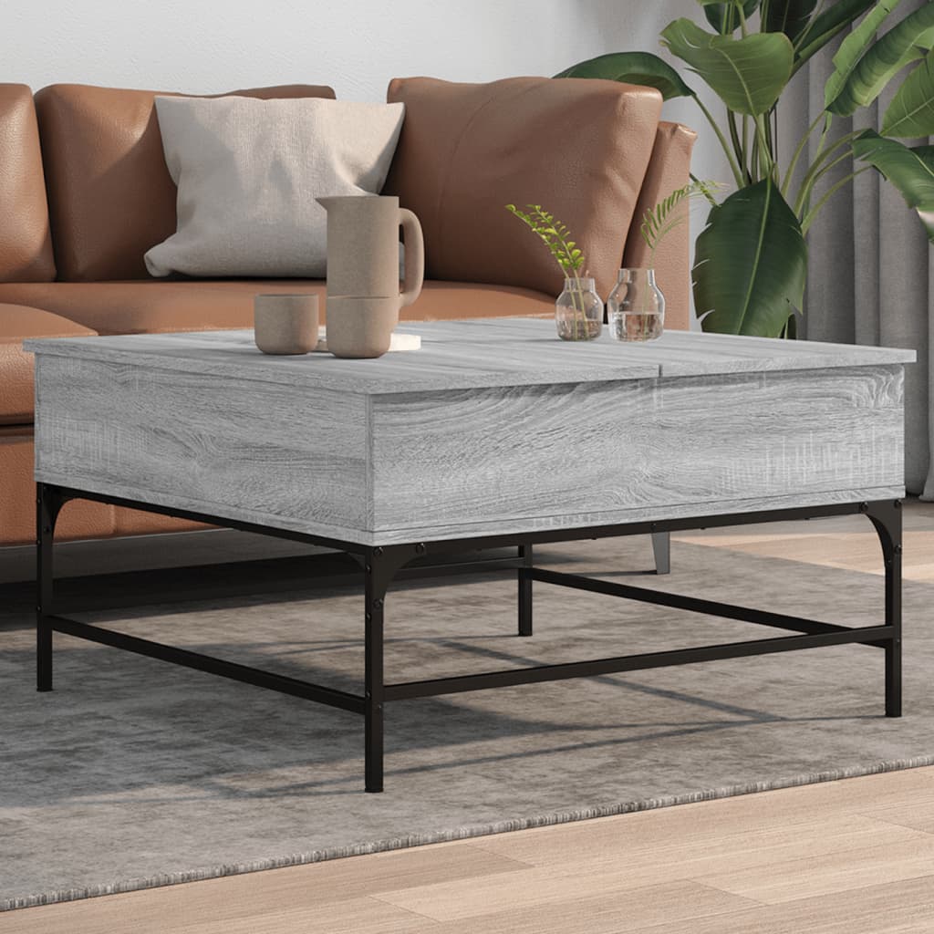 Salontafel 80x80x45 cm bewerkt hout en metaal grijs sonoma is nu te koop bij PeponiXL, paradijselijk wonen!