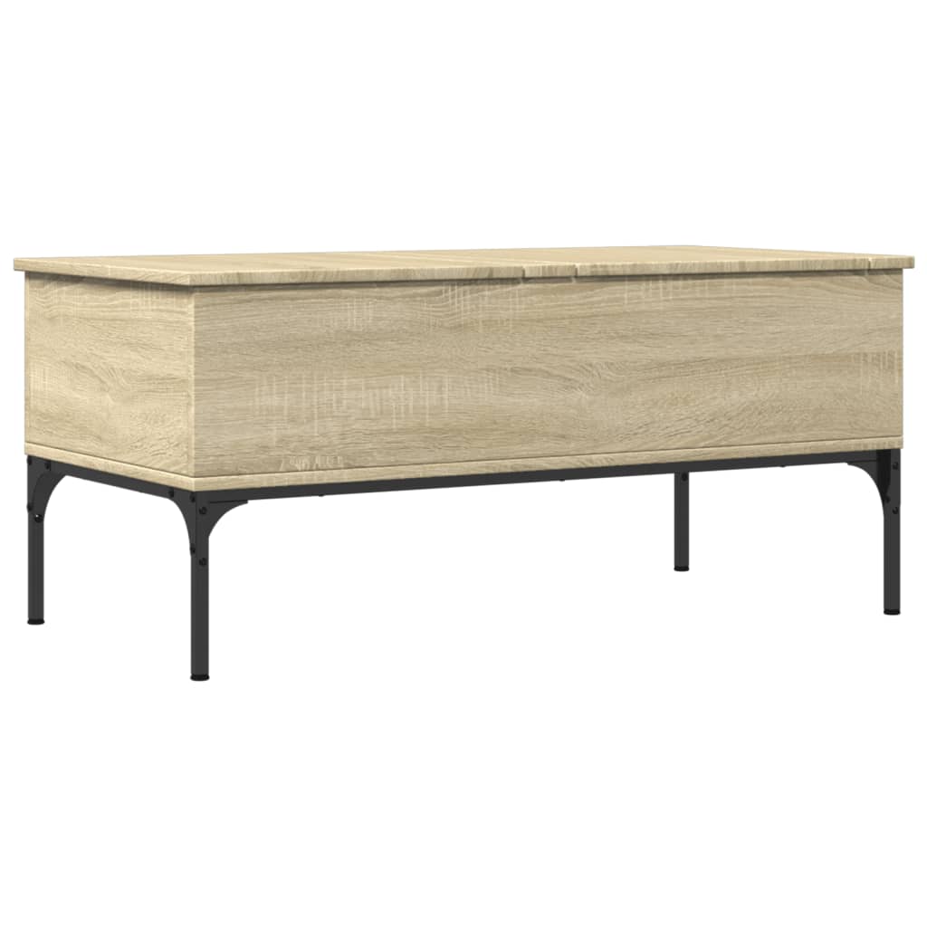 Salontafel 100x50x45 cm bewerkt hout en metaal sonoma eiken is nu te koop bij PeponiXL, paradijselijk wonen!