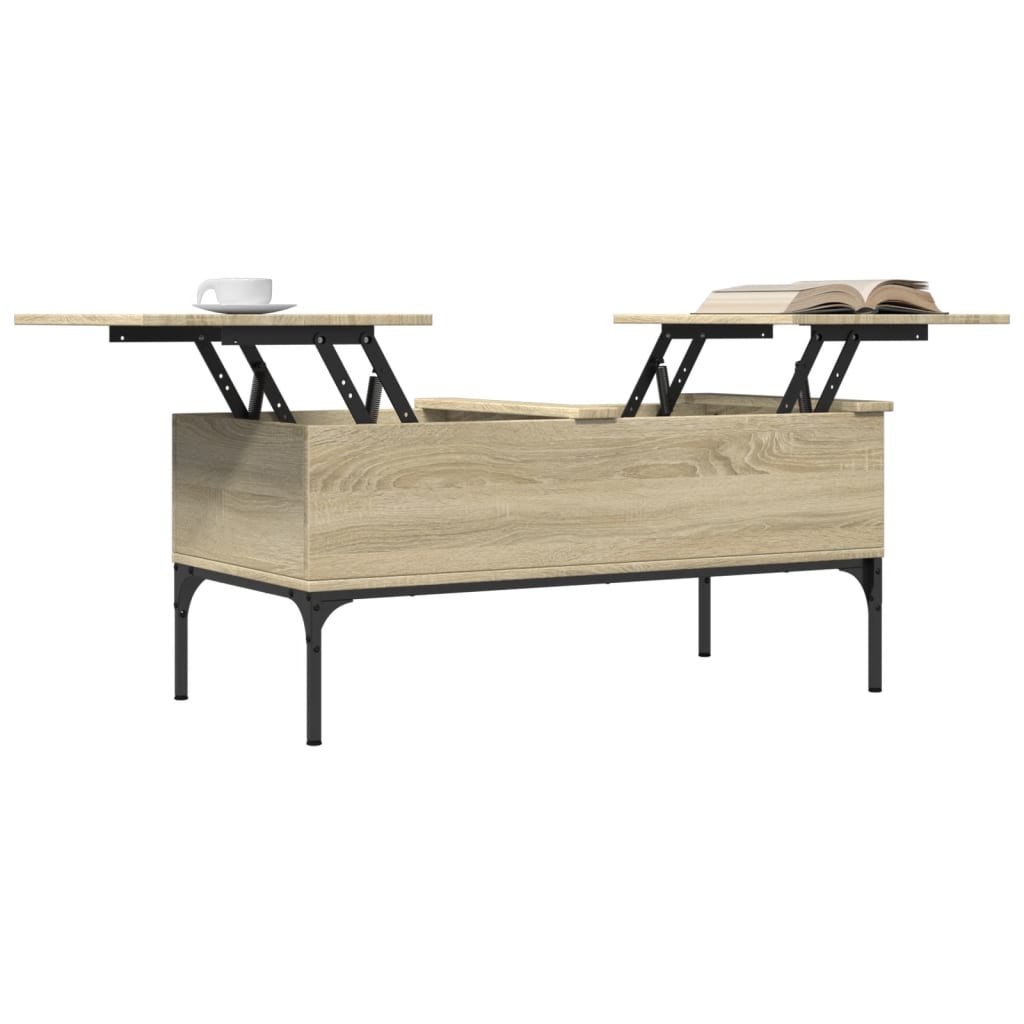 Salontafel 100x50x45 cm bewerkt hout en metaal sonoma eiken is nu te koop bij PeponiXL, paradijselijk wonen!