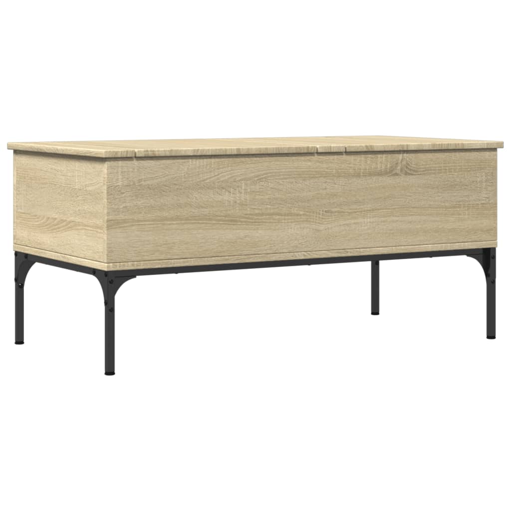 Salontafel 100x50x45 cm bewerkt hout en metaal sonoma eiken is nu te koop bij PeponiXL, paradijselijk wonen!