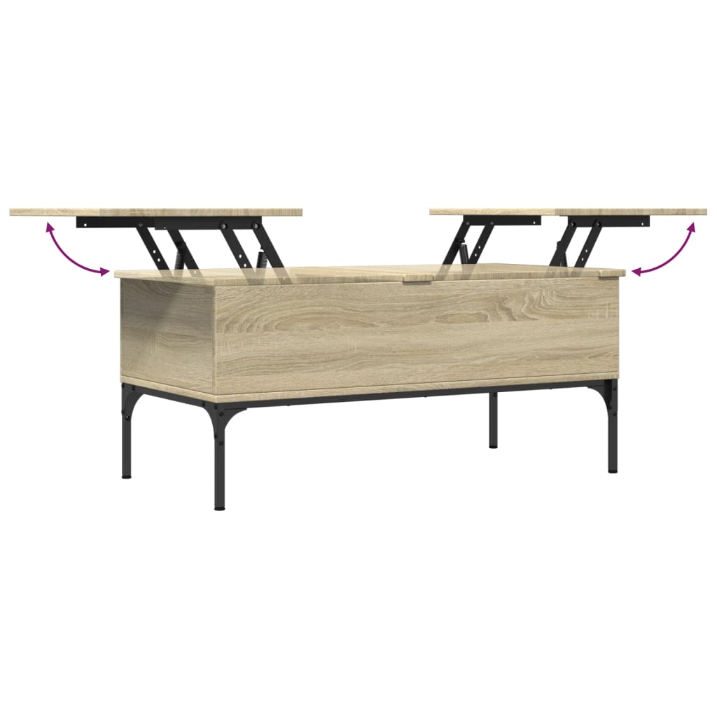 Salontafel 100x50x45 cm bewerkt hout en metaal sonoma eiken is nu te koop bij PeponiXL, paradijselijk wonen!