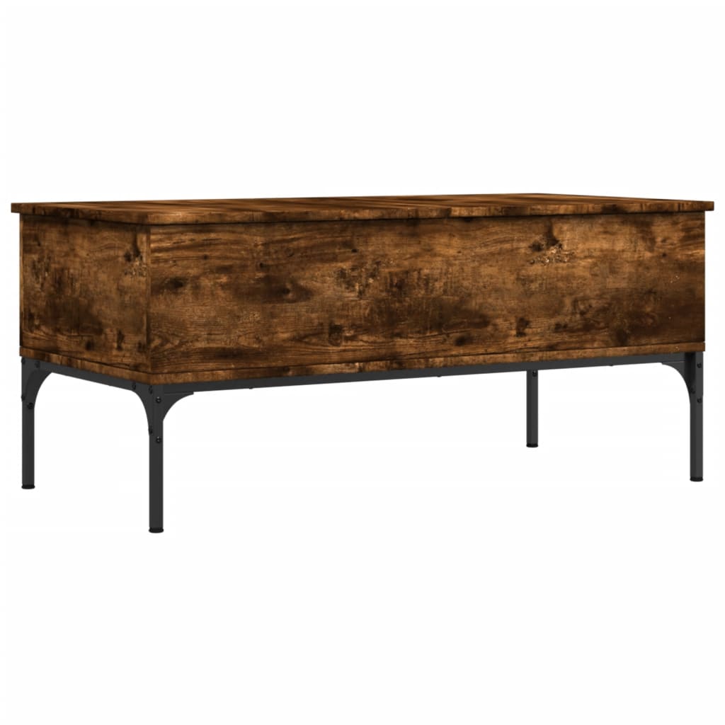 Salontafel 100x50x45 cm bewerkt hout en metaal gerookt eiken is nu te koop bij PeponiXL, paradijselijk wonen!