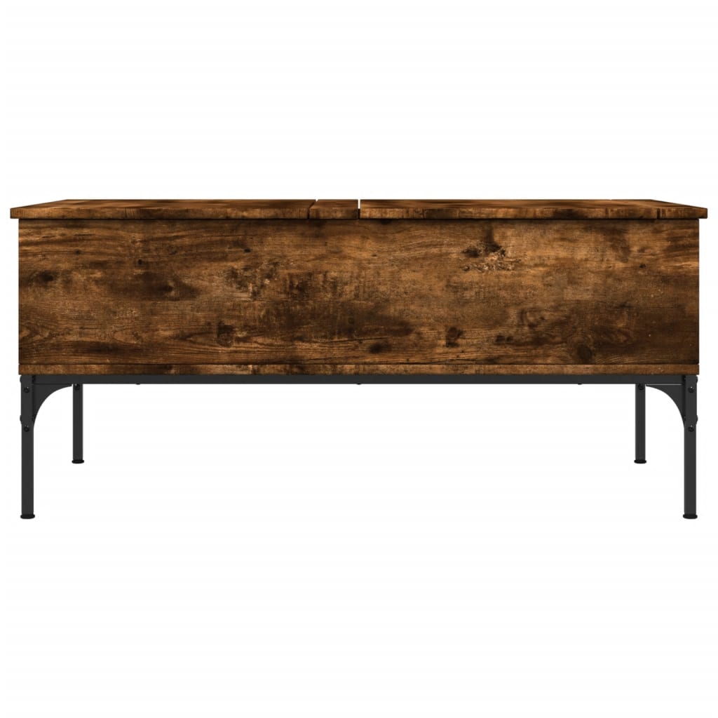 Salontafel 100x50x45 cm bewerkt hout en metaal gerookt eiken is nu te koop bij PeponiXL, paradijselijk wonen!