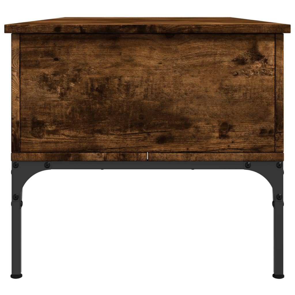 Salontafel 100x50x45 cm bewerkt hout en metaal gerookt eiken is nu te koop bij PeponiXL, paradijselijk wonen!