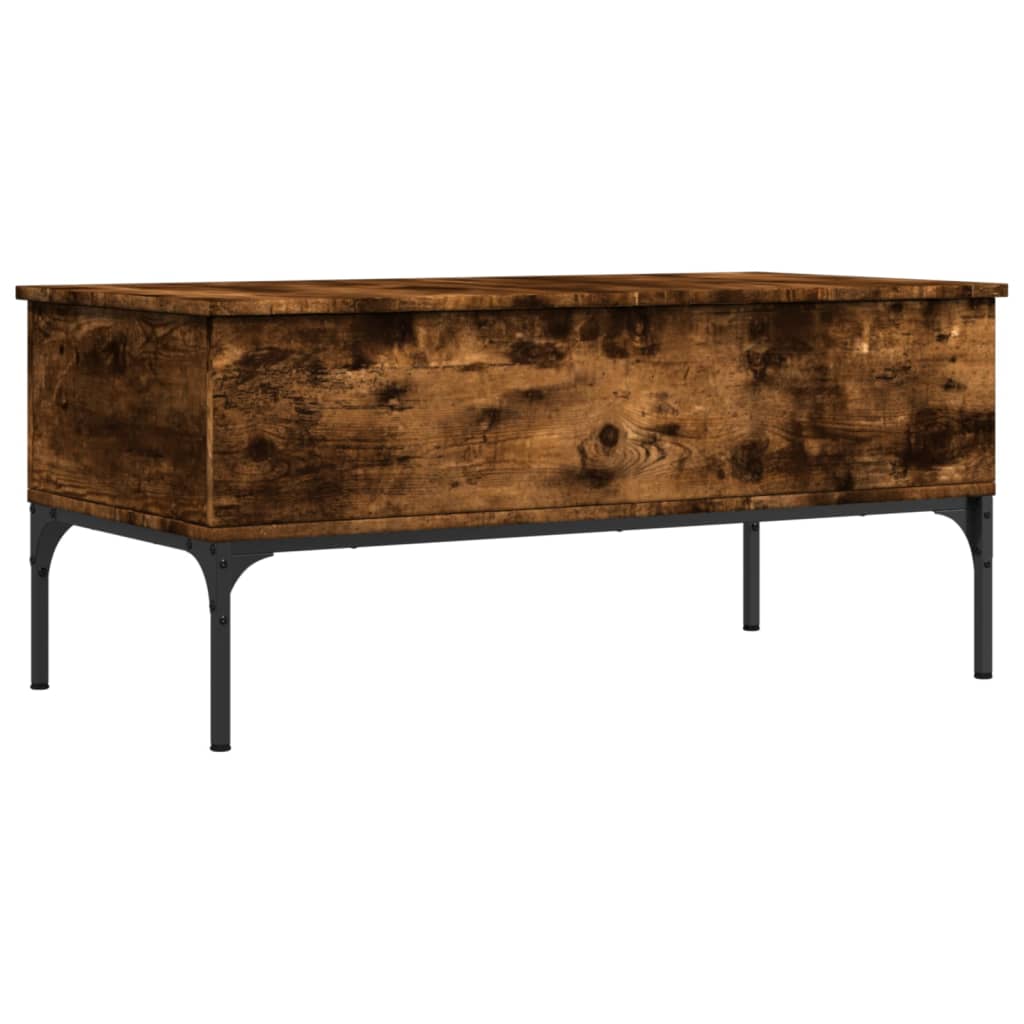 Salontafel 100x50x45 cm bewerkt hout en metaal gerookt eiken is nu te koop bij PeponiXL, paradijselijk wonen!