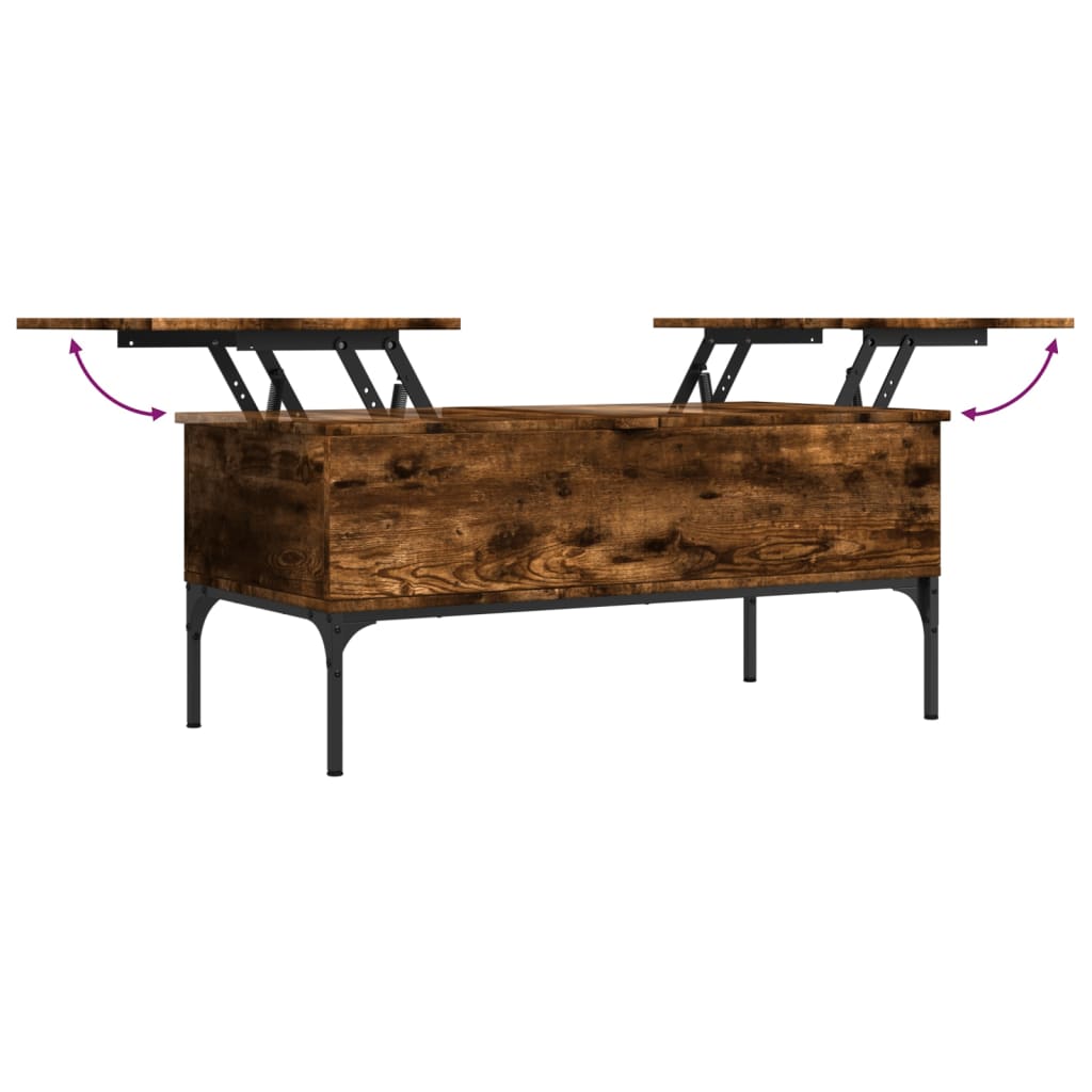 Salontafel 100x50x45 cm bewerkt hout en metaal gerookt eiken is nu te koop bij PeponiXL, paradijselijk wonen!