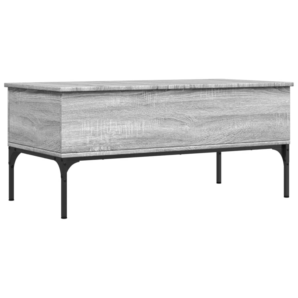 Salontafel 100x50x45 cm bewerkt hout en metaal grijs sonoma is nu te koop bij PeponiXL, paradijselijk wonen!