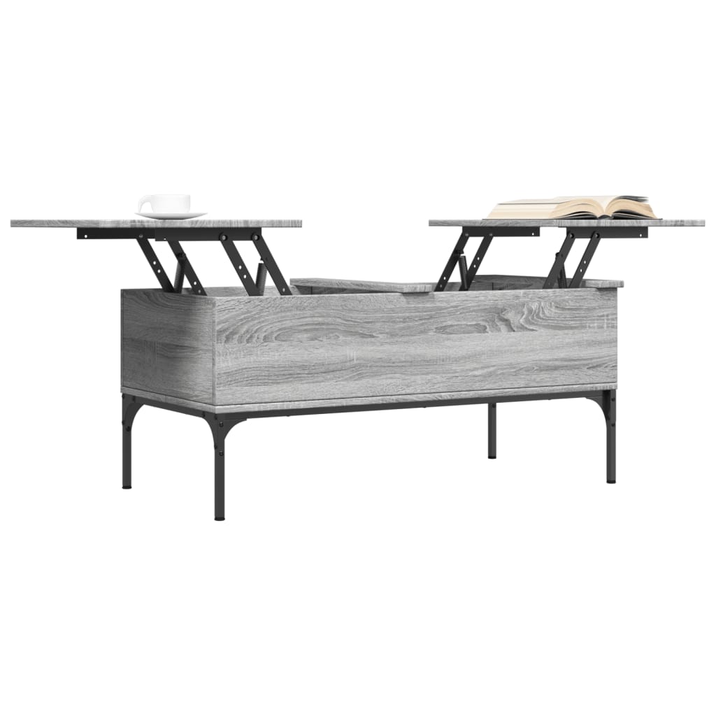 Salontafel 100x50x45 cm bewerkt hout en metaal grijs sonoma is nu te koop bij PeponiXL, paradijselijk wonen!