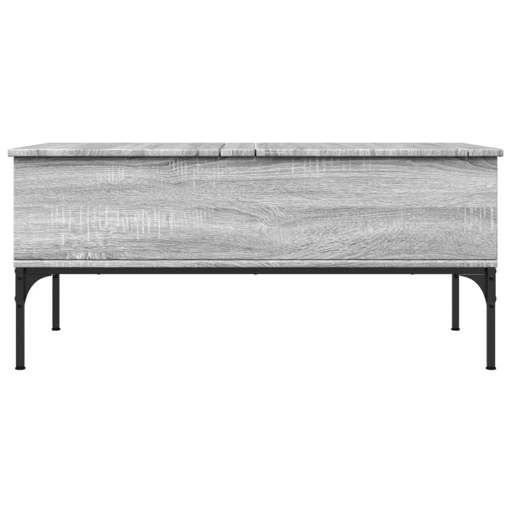 Salontafel 100x50x45 cm bewerkt hout en metaal grijs sonoma is nu te koop bij PeponiXL, paradijselijk wonen!