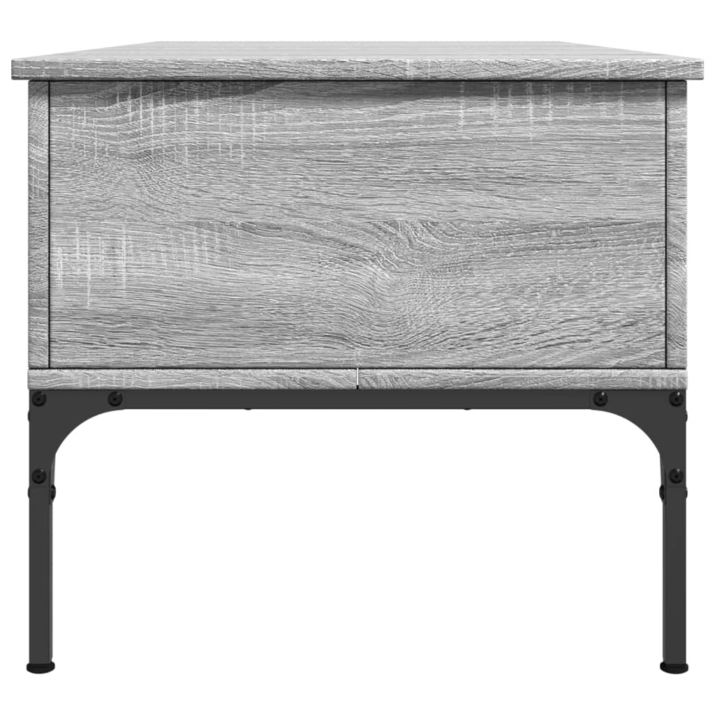 Salontafel 100x50x45 cm bewerkt hout en metaal grijs sonoma is nu te koop bij PeponiXL, paradijselijk wonen!