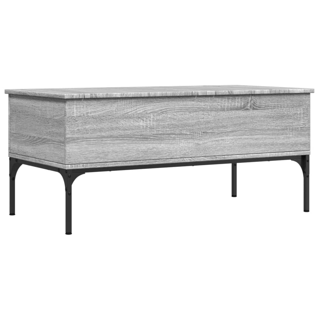 Salontafel 100x50x45 cm bewerkt hout en metaal grijs sonoma is nu te koop bij PeponiXL, paradijselijk wonen!
