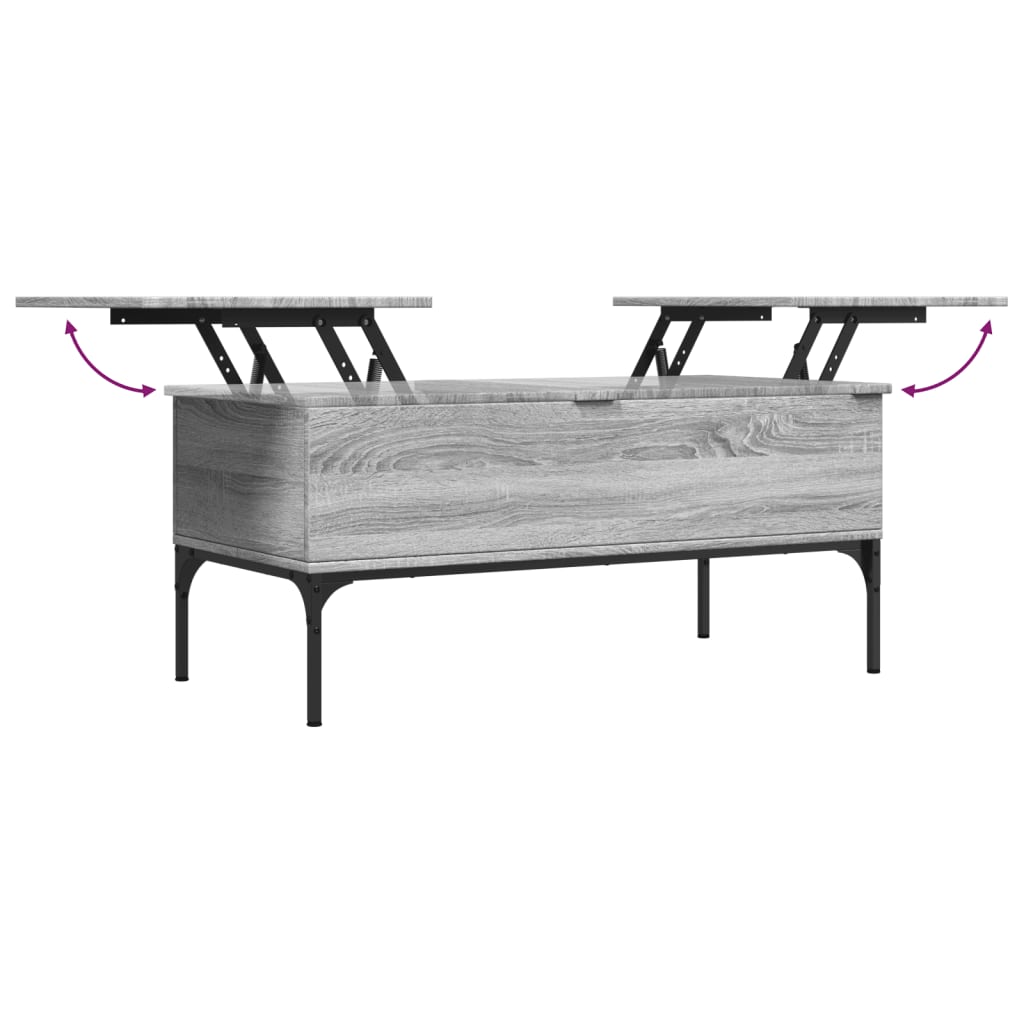 Salontafel 100x50x45 cm bewerkt hout en metaal grijs sonoma is nu te koop bij PeponiXL, paradijselijk wonen!