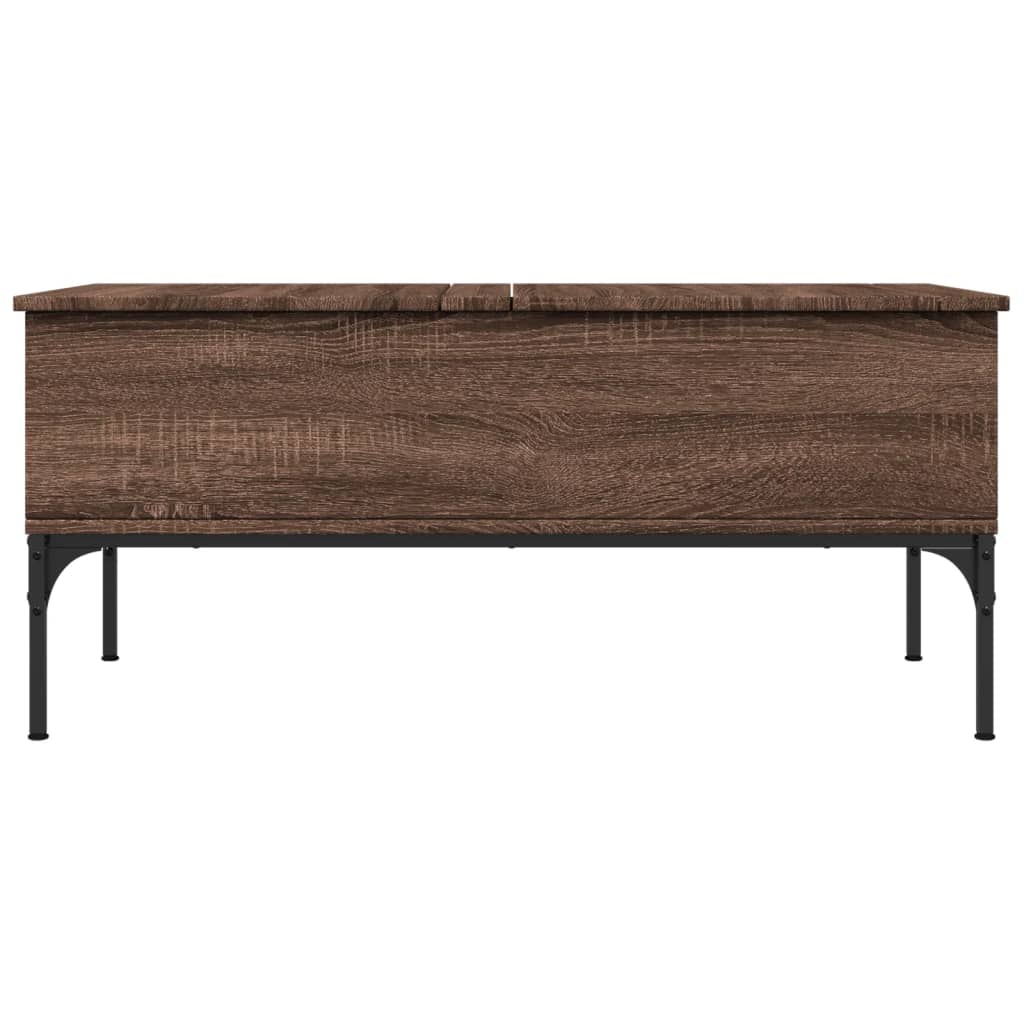 Salontafel 100x50x45 cm bewerkt hout en metaal bruin eikenkleur is nu te koop bij PeponiXL, paradijselijk wonen!