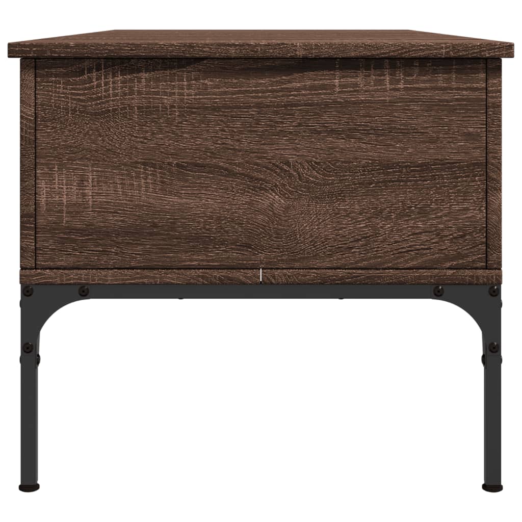 Salontafel 100x50x45 cm bewerkt hout en metaal bruin eikenkleur is nu te koop bij PeponiXL, paradijselijk wonen!