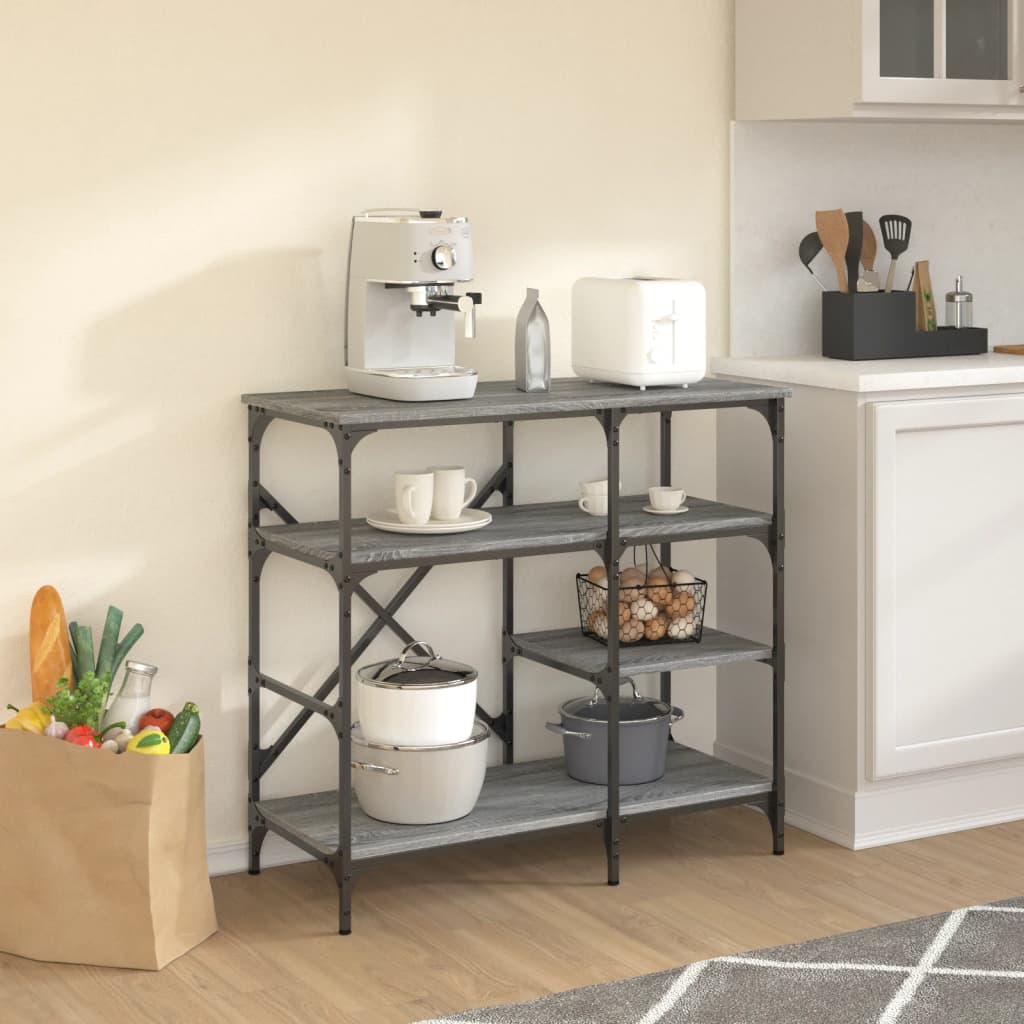 Bakkersrek 90x40x84 cm bewerkt hout en metaal grijs sonoma is nu te koop bij PeponiXL, paradijselijk wonen!