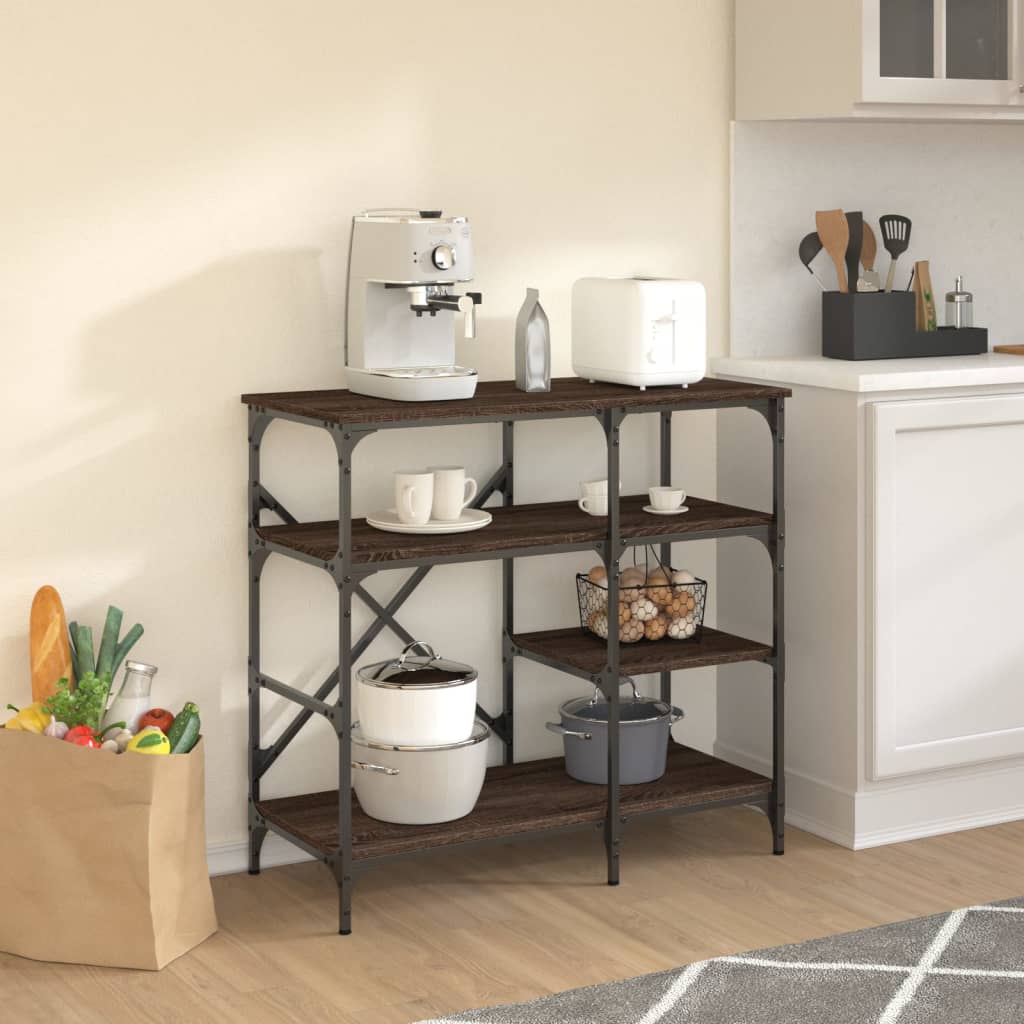 Bakkersrek 90x40x84 cm bewerkt hout en metaal bruin eikenkleur is nu te koop bij PeponiXL, paradijselijk wonen!