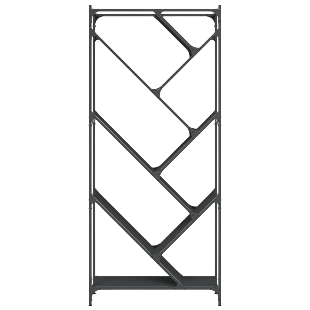 Boekenkast 79x30x180 cm bewerkt hout en metaal zwart is nu te koop bij PeponiXL, paradijselijk wonen!