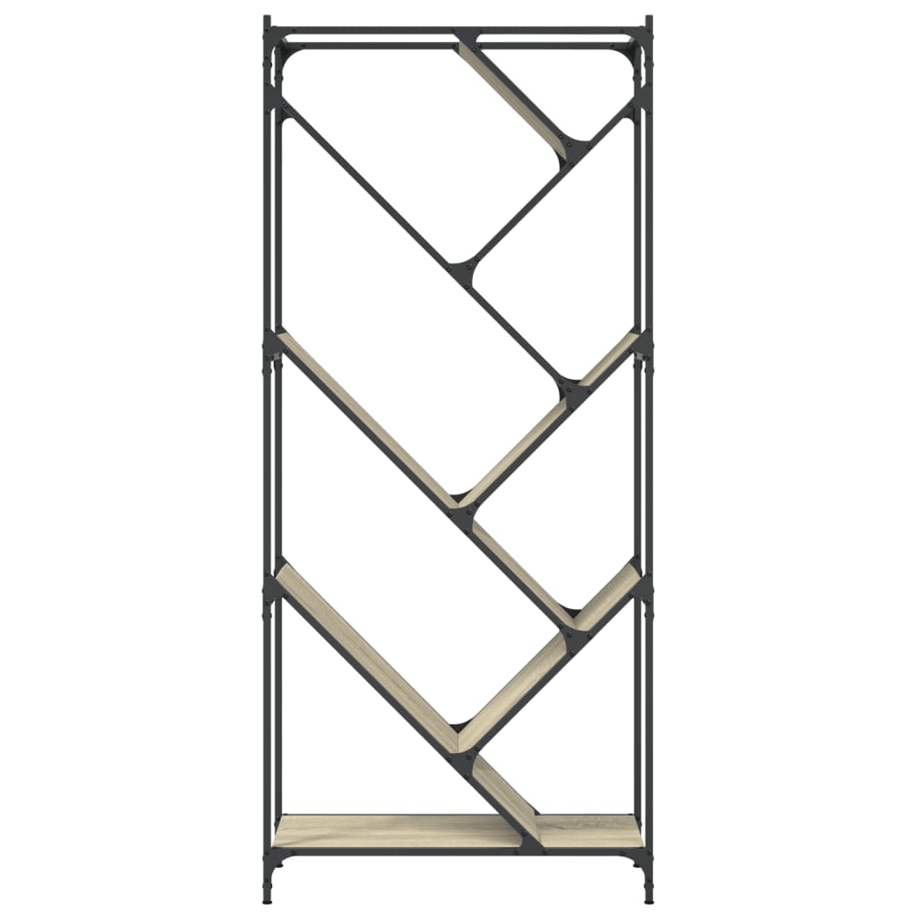 Boekenkast 79x30x180 cm bewerkt hout en metaal sonoma eiken is nu te koop bij PeponiXL, paradijselijk wonen!