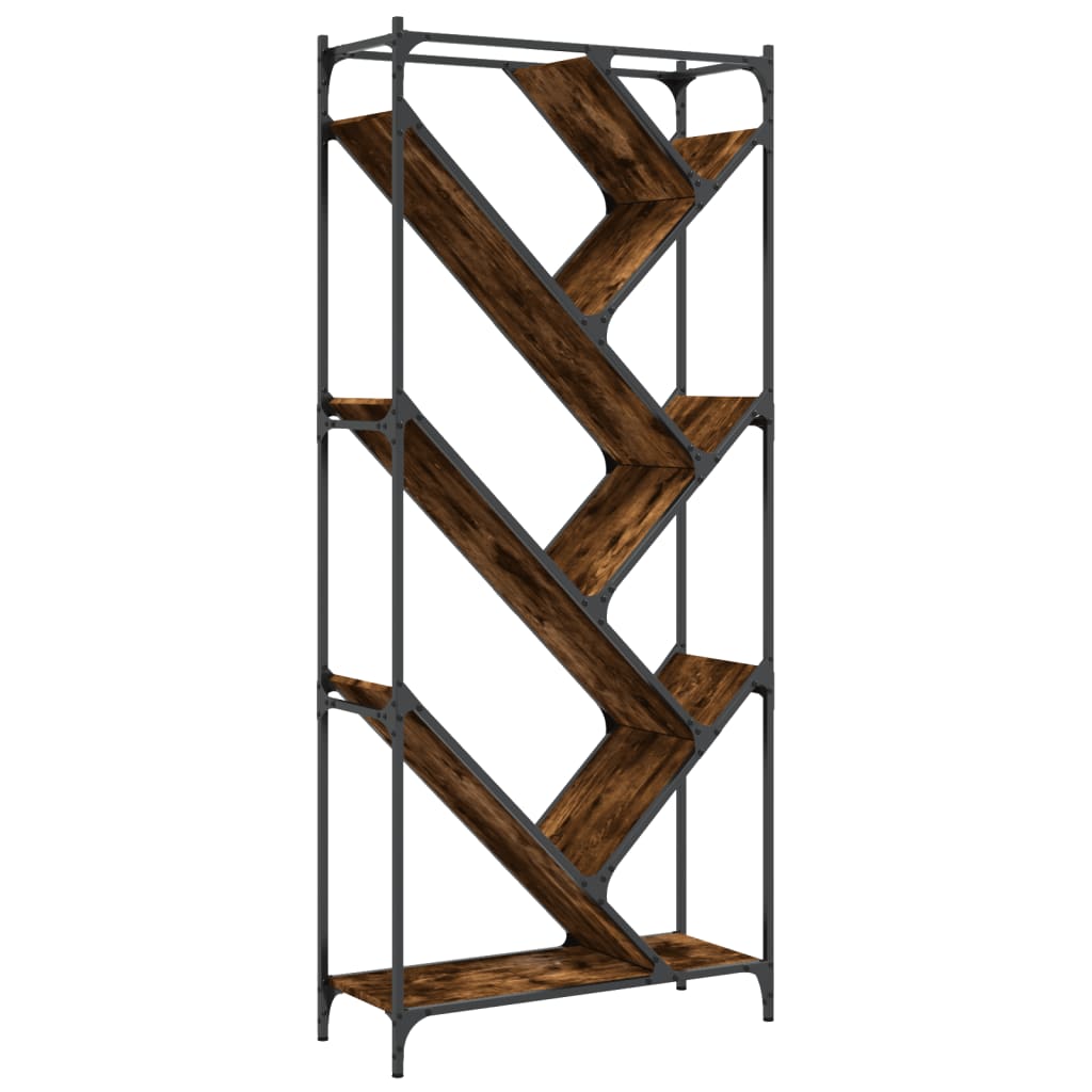 Boekenkast 79x30x180 cm bewerkt hout en metaal gerookt eiken is nu te koop bij PeponiXL, paradijselijk wonen!