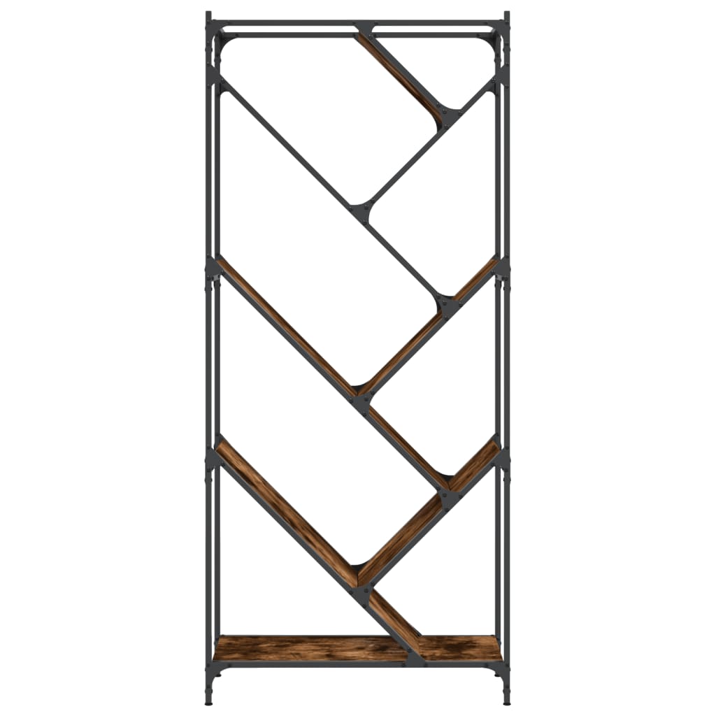 Boekenkast 79x30x180 cm bewerkt hout en metaal gerookt eiken is nu te koop bij PeponiXL, paradijselijk wonen!