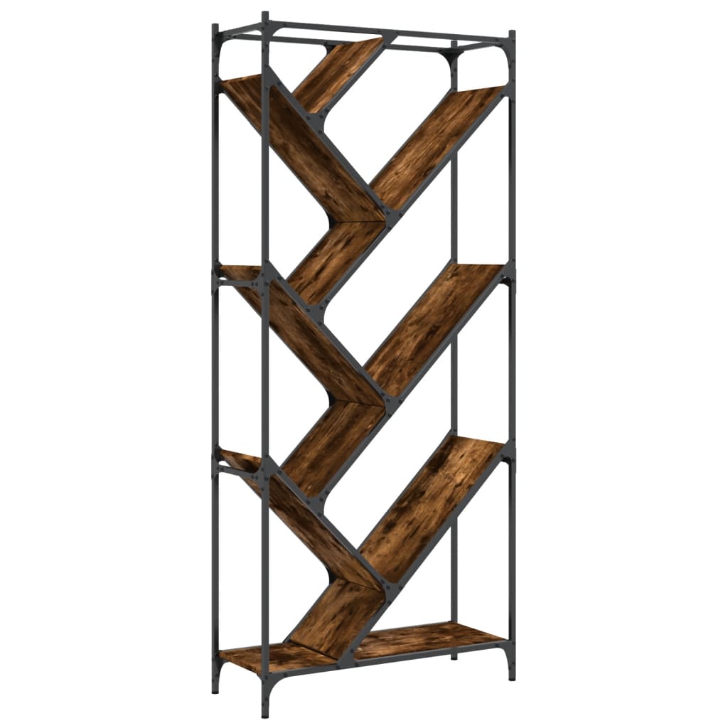 Boekenkast 79x30x180 cm bewerkt hout en metaal gerookt eiken is nu te koop bij PeponiXL, paradijselijk wonen!