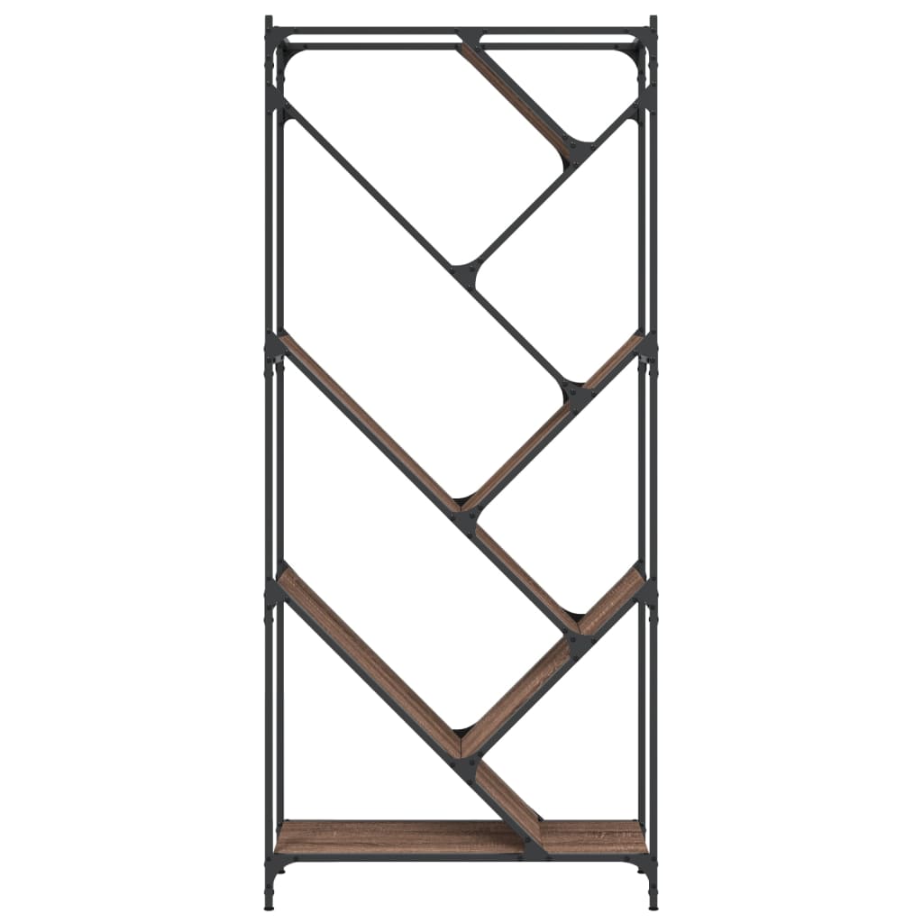 Boekenkast 79x30x180 cm bewerkt hout en metaal bruin eiken is nu te koop bij PeponiXL, paradijselijk wonen!