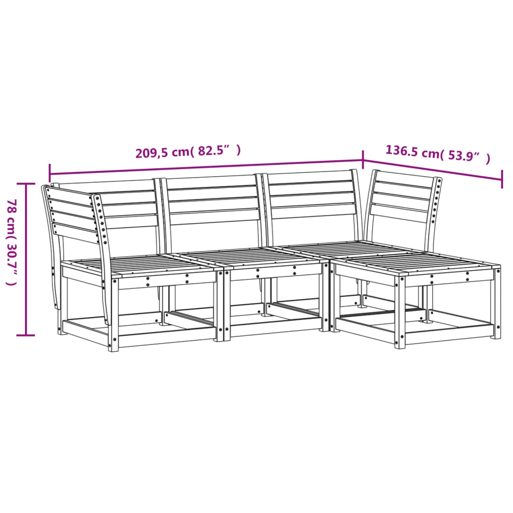 4-delige Loungeset massief grenenhout wasbruin is nu te koop bij PeponiXL, paradijselijk wonen!