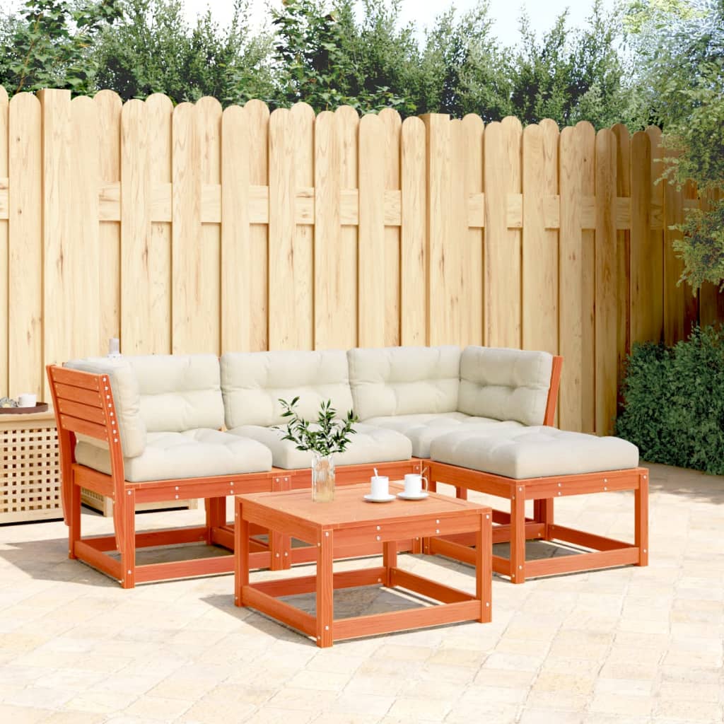 4-delige Loungeset met kussens massief grenenhout wasbruin is nu te koop bij PeponiXL, paradijselijk wonen!