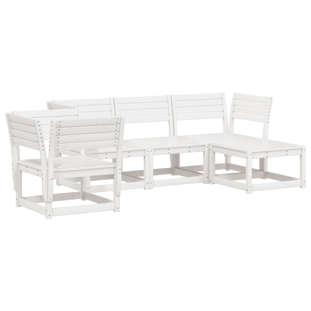 5-delige Loungeset massief grenenhout wit is nu te koop bij PeponiXL, paradijselijk wonen!