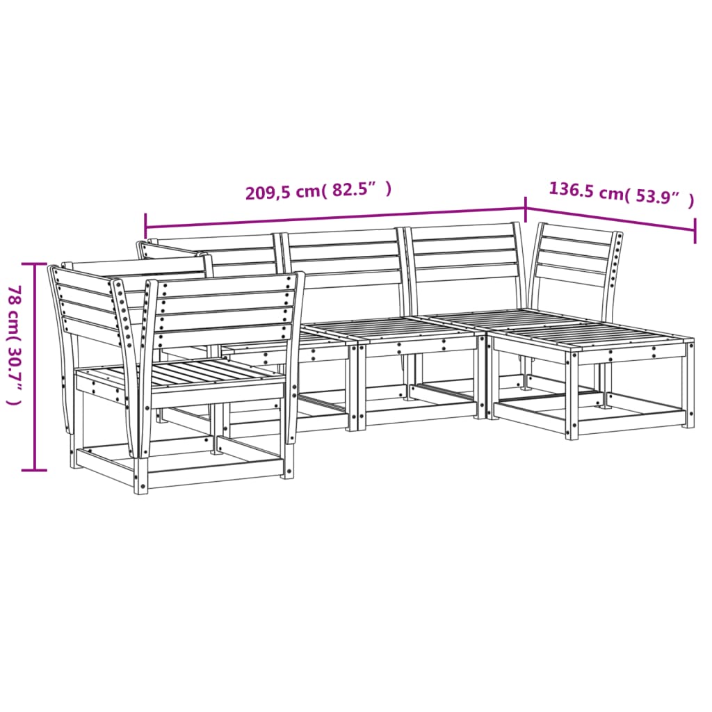 5-delige Loungeset massief grenenhout wit is nu te koop bij PeponiXL, paradijselijk wonen!