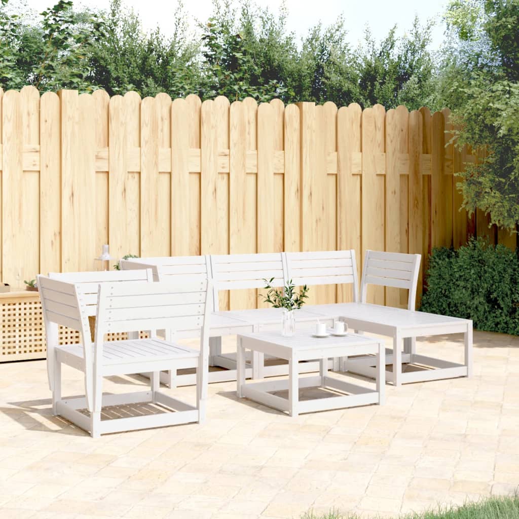 5-delige Loungeset massief grenenhout wit is nu te koop bij PeponiXL, paradijselijk wonen!