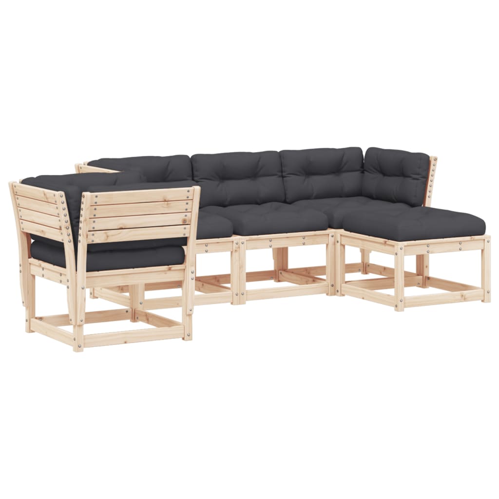 5-delige Loungeset met kussens massief grenenhout is nu te koop bij PeponiXL, paradijselijk wonen!
