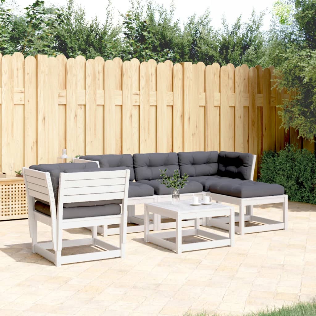 5-delige Loungeset met kussens massief grenenhout wit is nu te koop bij PeponiXL, paradijselijk wonen!