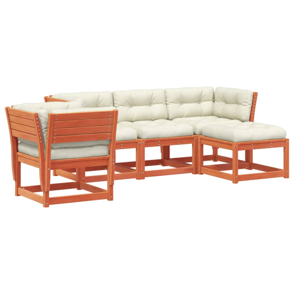 5-delige Loungeset met kussens massief grenenhout wasbruin is nu te koop bij PeponiXL, paradijselijk wonen!