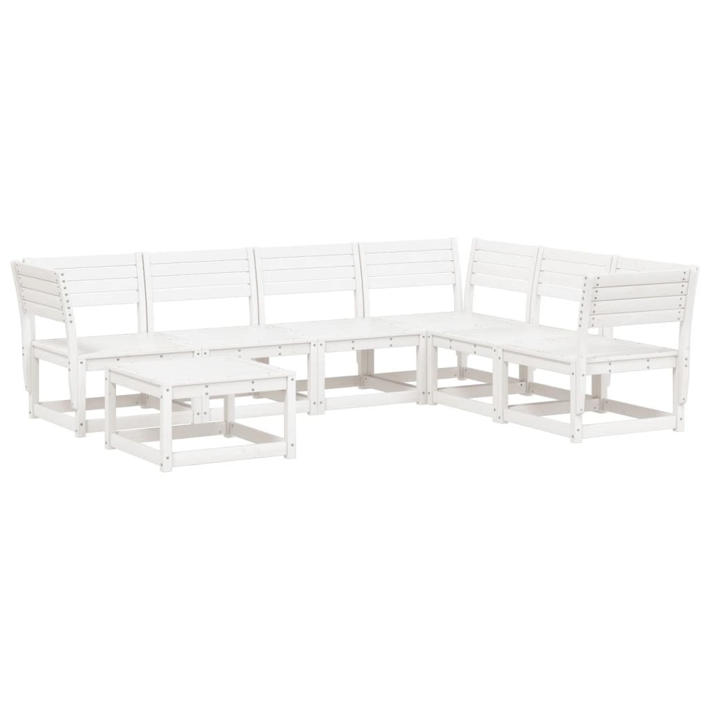 7-delige Loungeset massief grenenhout wit is nu te koop bij PeponiXL, paradijselijk wonen!