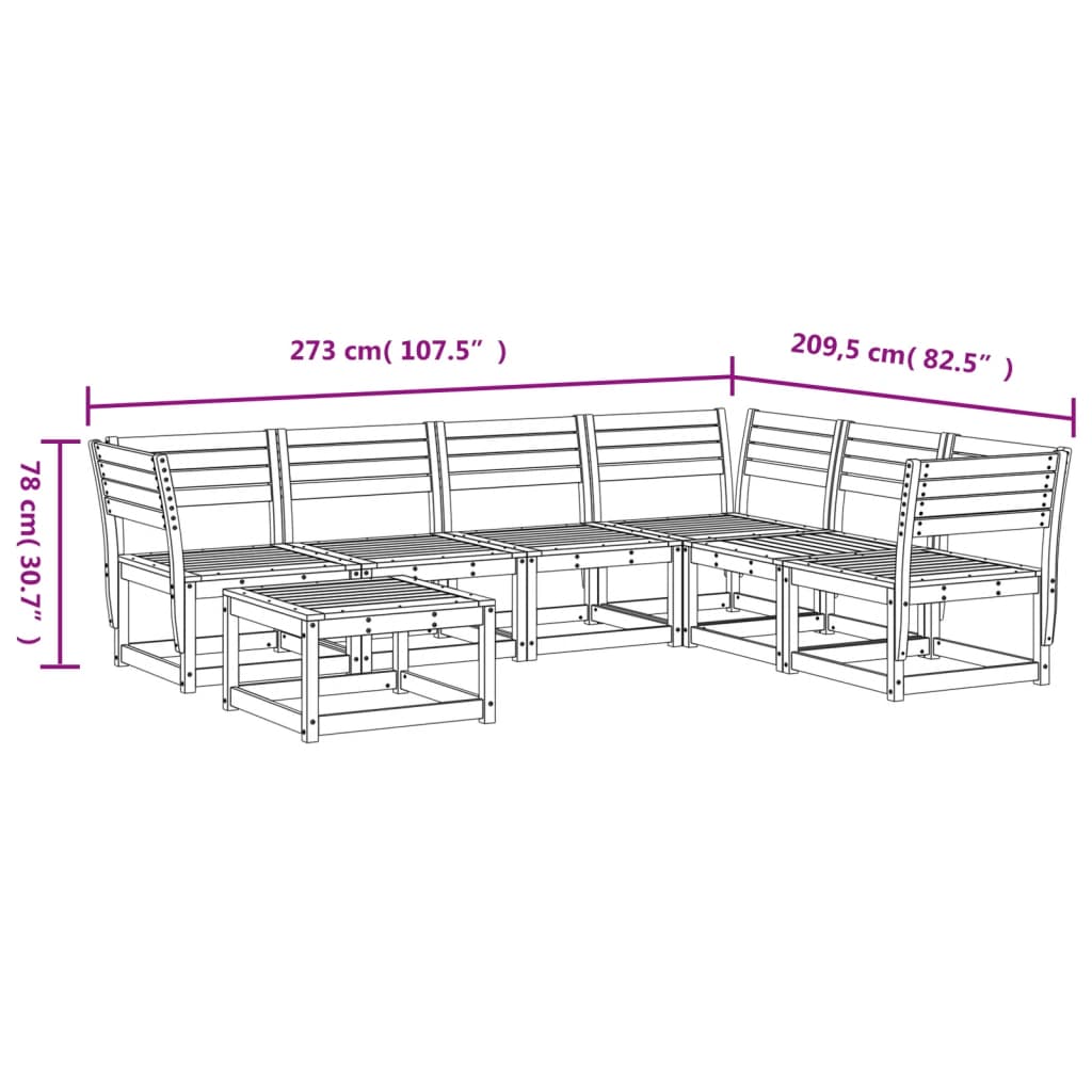7-delige Loungeset massief douglashout is nu te koop bij PeponiXL, paradijselijk wonen!