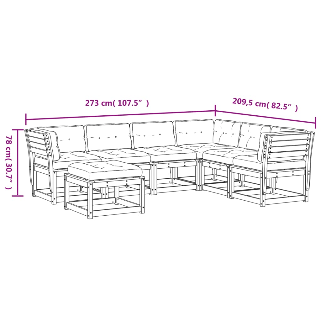 7-delige Loungeset met kussens massief grenenhout is nu te koop bij PeponiXL, paradijselijk wonen!