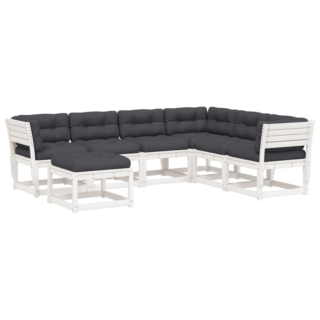 7-delige Loungeset met kussens massief grenenhout wit is nu te koop bij PeponiXL, paradijselijk wonen!